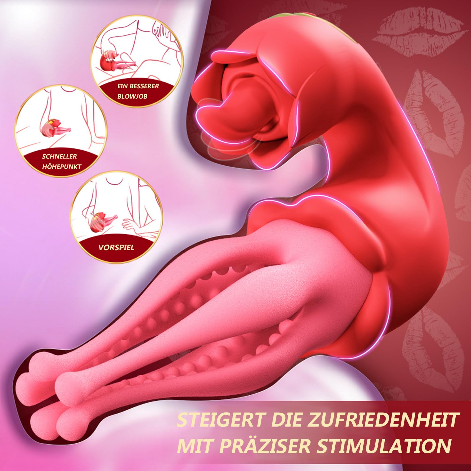Vibration für frauen Zunge Vibrator, 3 in 1 Vibratorensets für frauen klitoris mit 7 Zungenlecken 7 Vibration & Klopfmodi, Weich Silikon G Punkt Vibratoren