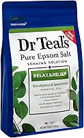 Vista 2 de Dr Teal's - Sal de Epsom de magnesio para remojo, relajación y alivio con aceites esenciales de eucalipto y hierbabuena, 3 libras