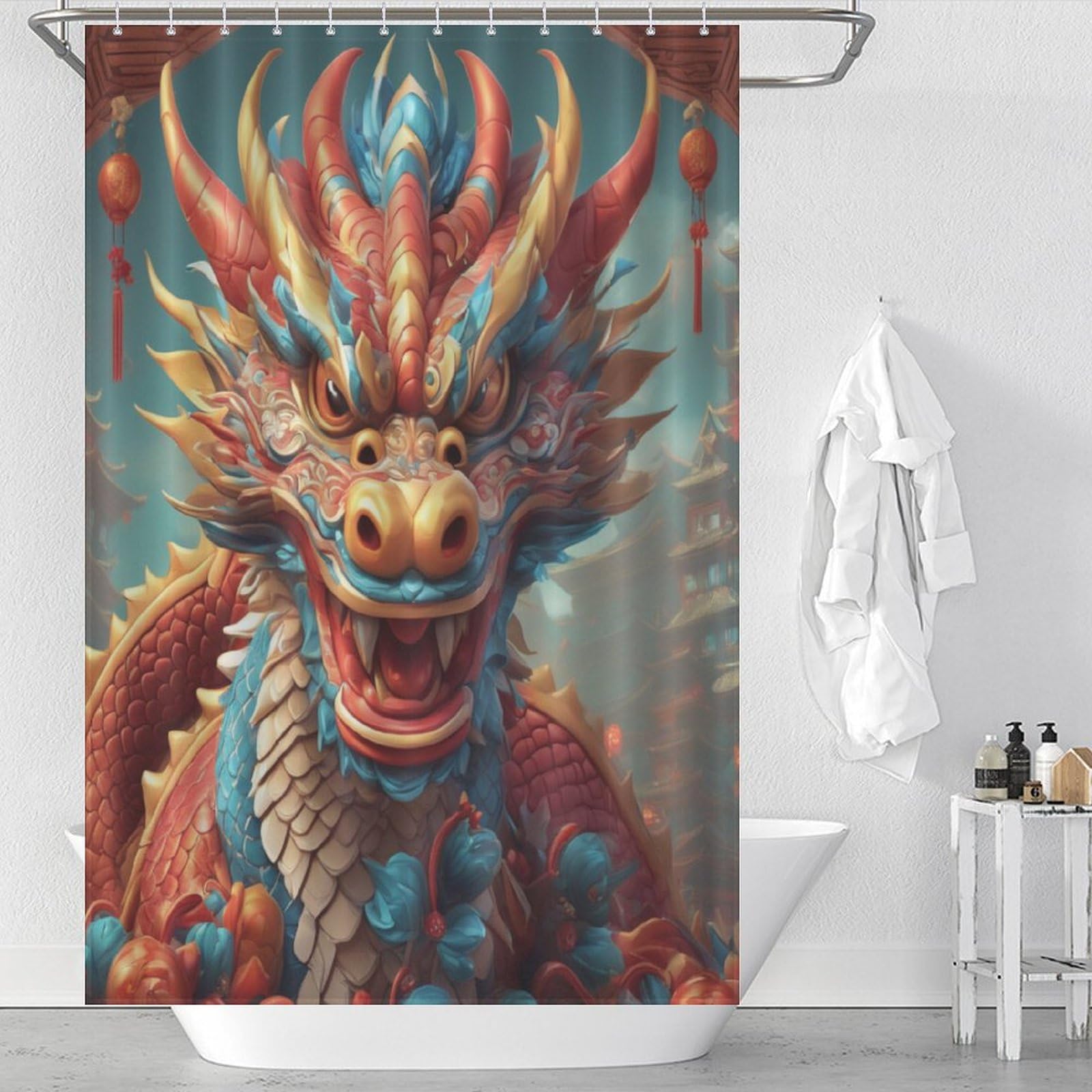 Rideau de douche dragon pour transformer votre salle de bain