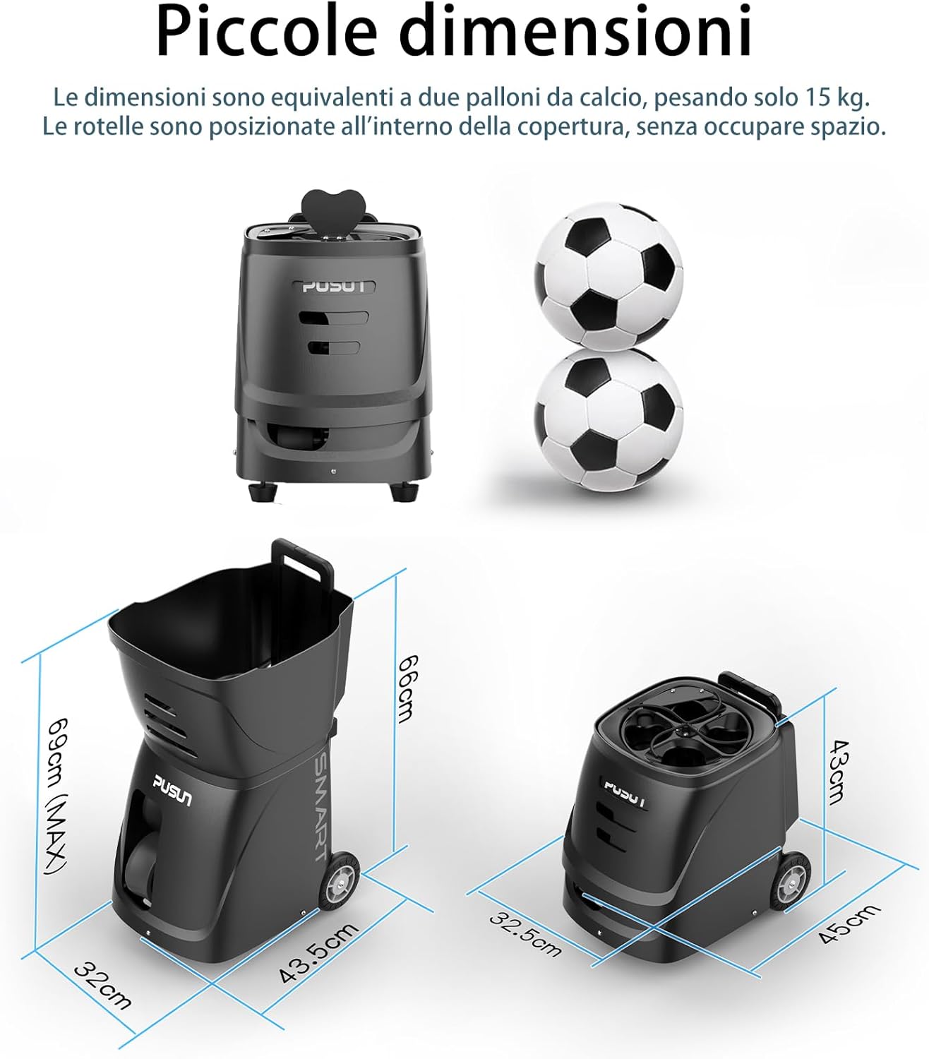 Smart Tennis Ball Machine PT-Smart - APP Controlled Auto Feed, 12 Training Modes, 100 Ball Capacity, 4-6Hr Battery Life, Suitable for All Level Players