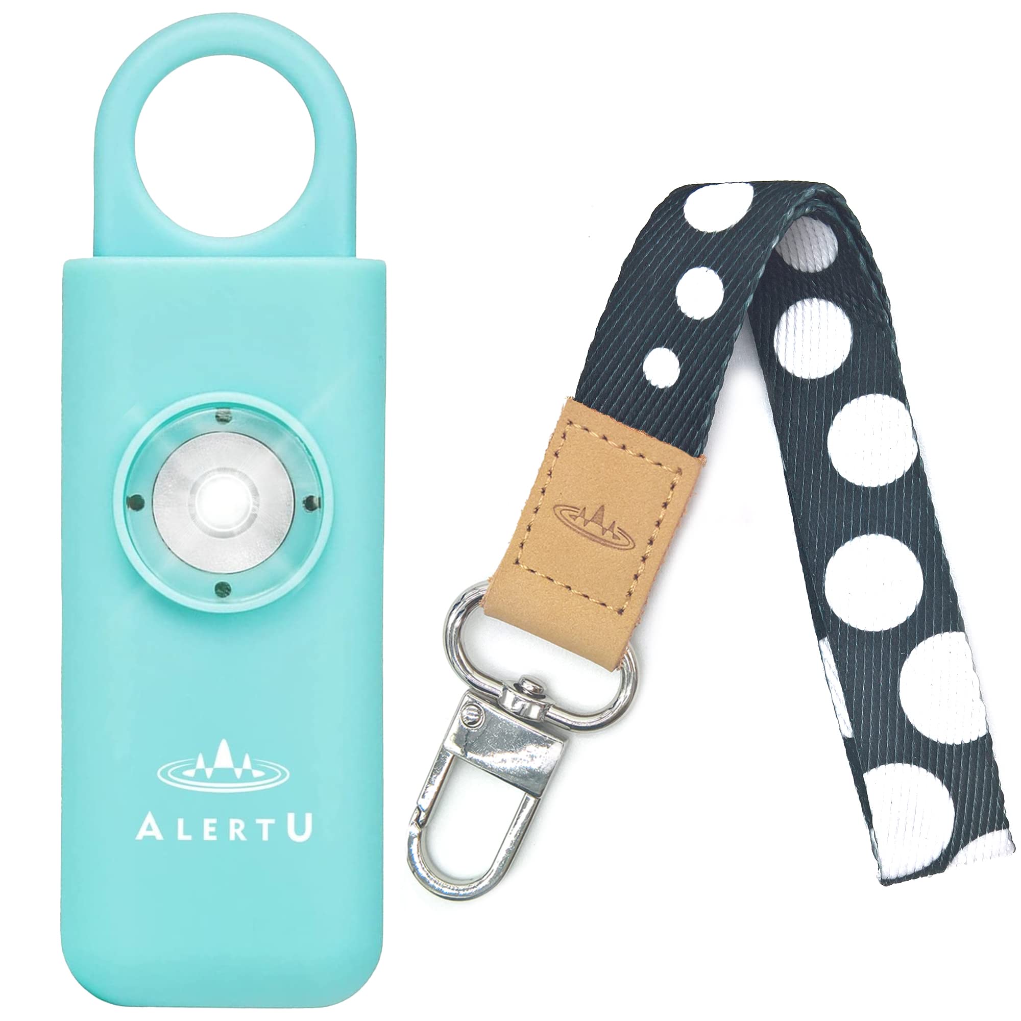 ALERTU Personal Safety Birdie Alarm with Wrist Lanyard - Police Recommended 130 dB Protection Siren, Strobe LED Light - Air Travel Approved - Pocket Size - U.S.Company (Blue-Bubble)