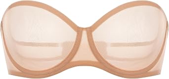 INLYRIC Womens Sheer Strapless Bras Mesh Sexy Unlined Plus Size See Through Bra Underwire Demi Mesh Non Padded