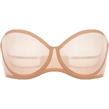 INLYRIC Womens Sheer Strapless Bras Mesh Sexy Unlined Plus Size See Through Bra Underwire Demi Mesh Non Padded