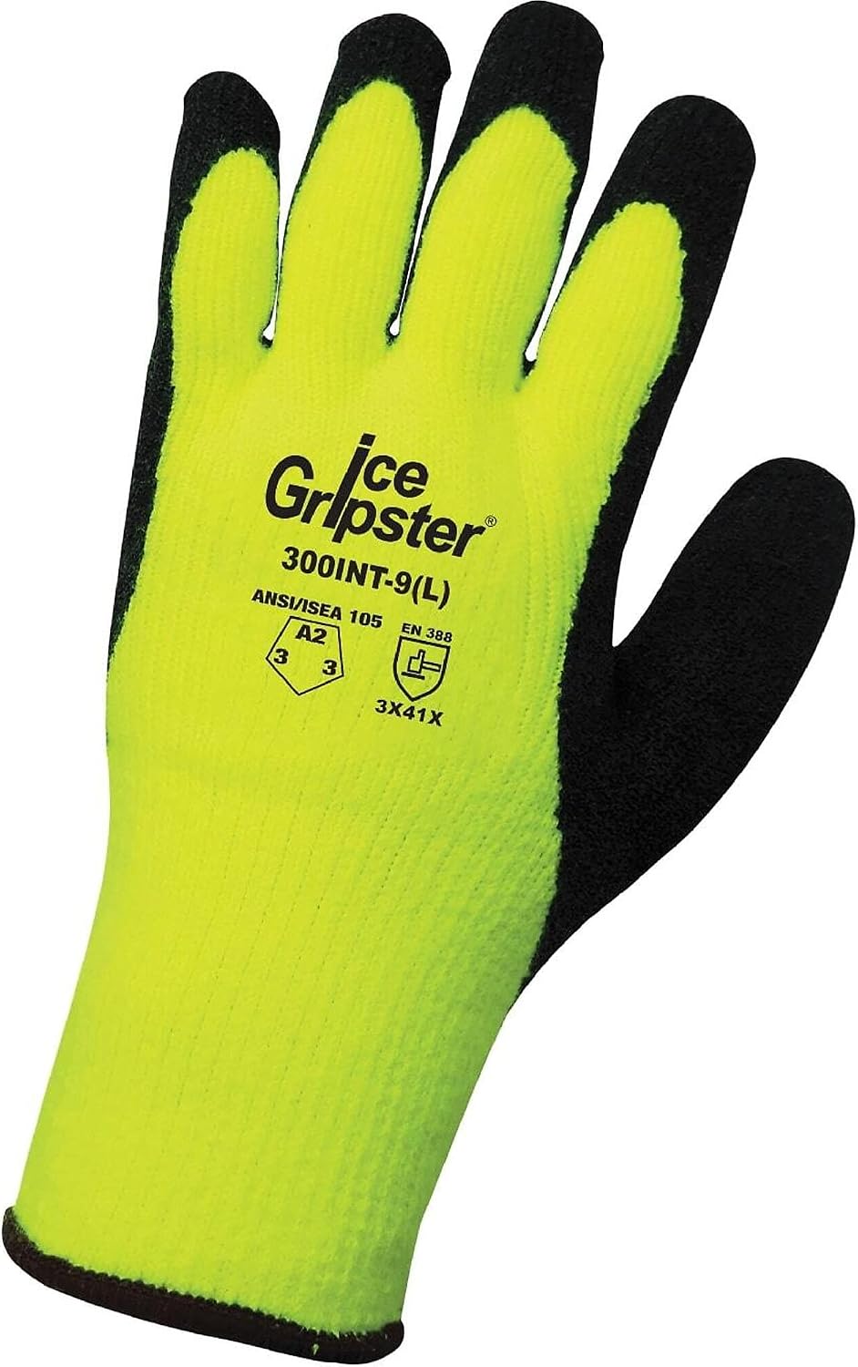 Global Glove Ice Gripster Low Temperature Gloves, Cut, Abrasion, and Puncture Resistant, Insulated and Water-Repellent, Secure Etched-Rubber Grip, High-Visibility Yellow, Extra-Large, 1 Pair