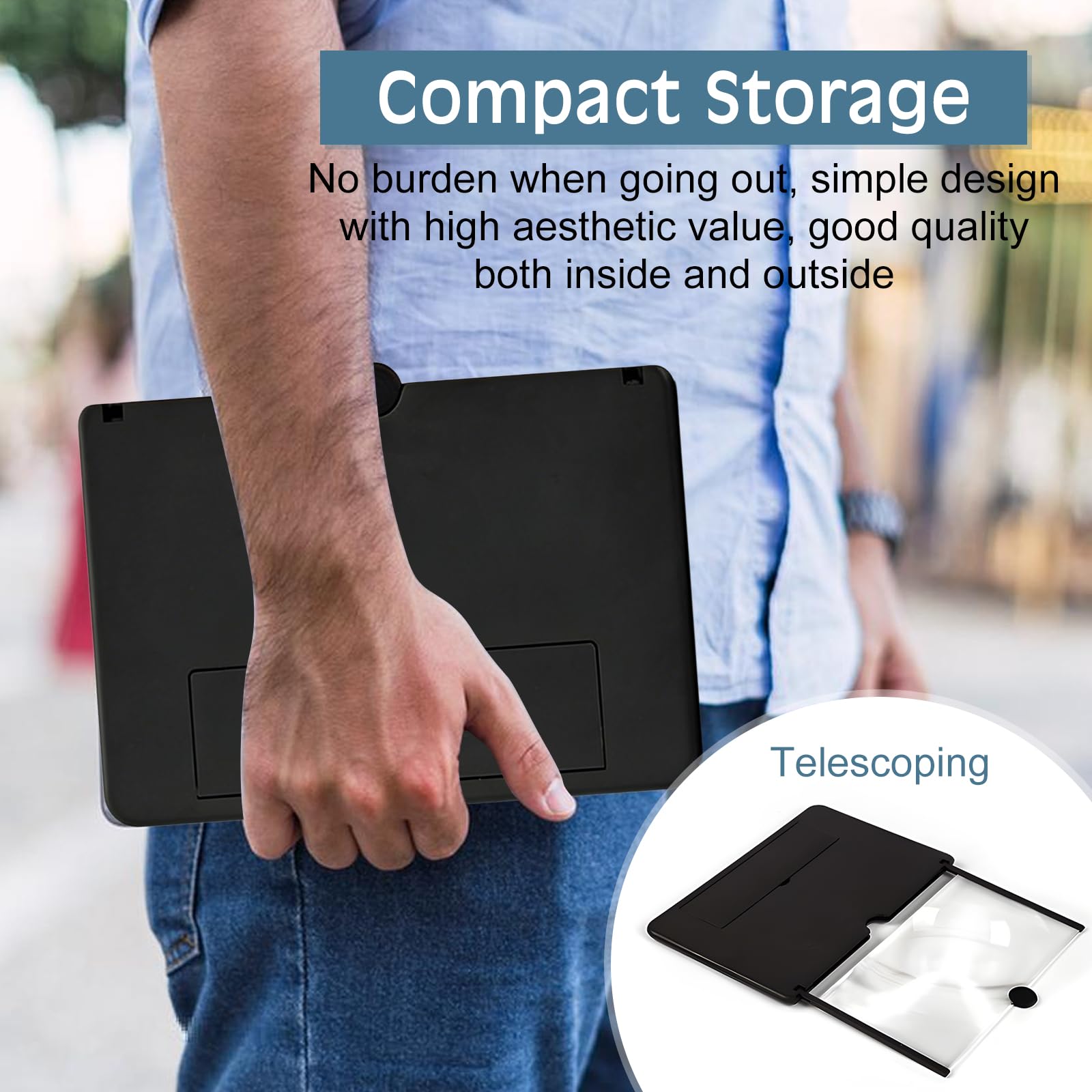 18 Pouces Agrandisseur Ecran Telephone,Loupe D'écran De Téléphone Portable,HD Loupe Telephone Portable pour Regarder des Films Et des Vidéos, Tous Smartphones,3D HD Anti-Bleu(Noir)