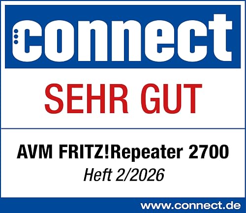 Fritz! Repeater 2700 (Ultra-Fast Wi-Fi 7 with up to 6,500 Mbps, Optimised WLAN Range, WLAN Mesh, Easy Setup, Highest Security Standard Thanks to WPA3/2, German Version) - 6