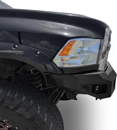 Miniatura 5 de u-Box 2017 Ram 2500 Parachoques delantero de ancho completo para todo terreno de acero con placa antideslizante y barra de luz LED de 120W