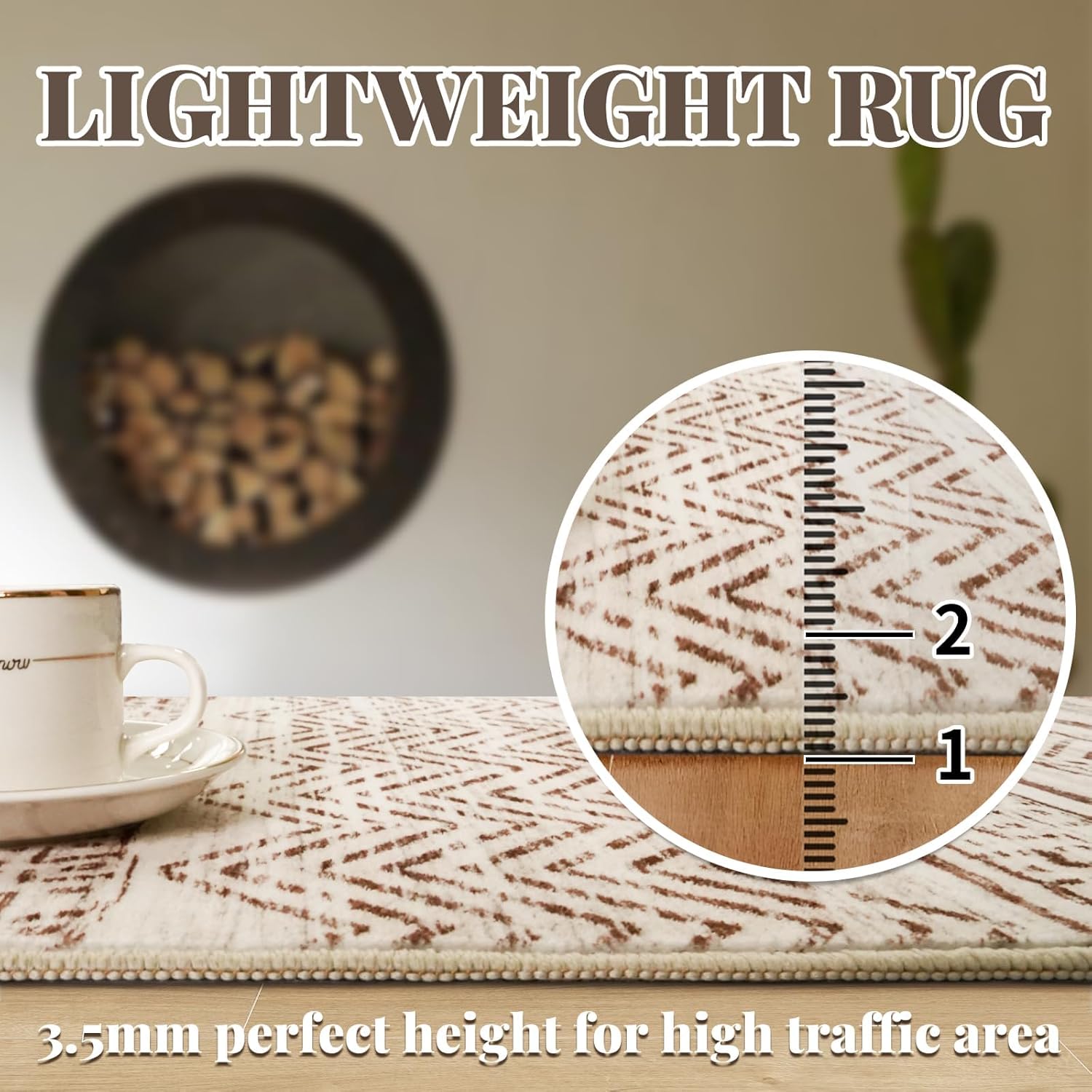 2x8 Washable Kitchen Runner Rug: Modern Moroccan Runners for Hallway Soft Non Slip Rugs with Rubber Backing Low Pile Thin Waterproof Floor Carpet for Entryway Bedroom Bathroom Indoor 2x8 Beige