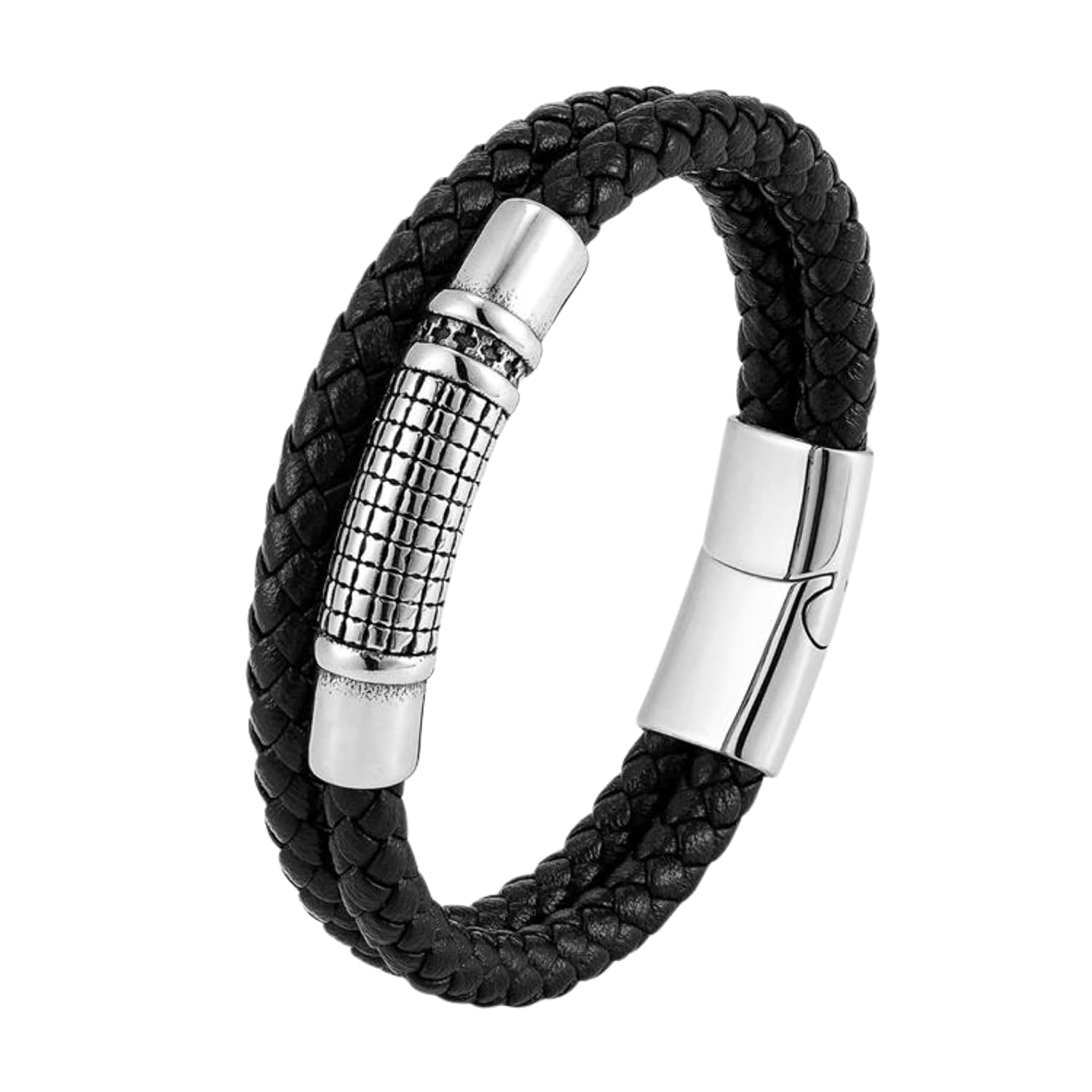 THE MEN THING IRONGRID CURVE - Black 16mm Genuine Leather Bracelet with Stainless Steel Magnetic Buckle for Men & Boys (8 ... - Review, Price and Buying Guide