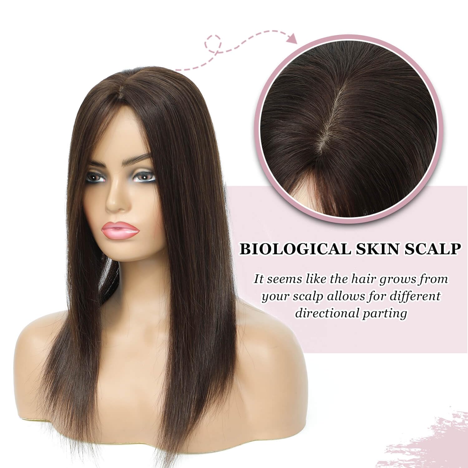 Ms Taj 16 Inch Hair Toppers for Women Real Human Hair – 5x5.5inch Skin Scalp, Natural Look Hairpiece with Clips, Lightweight & Comfortable, Ideal for Daily Wear, Adds Volume & Coverage(2#)