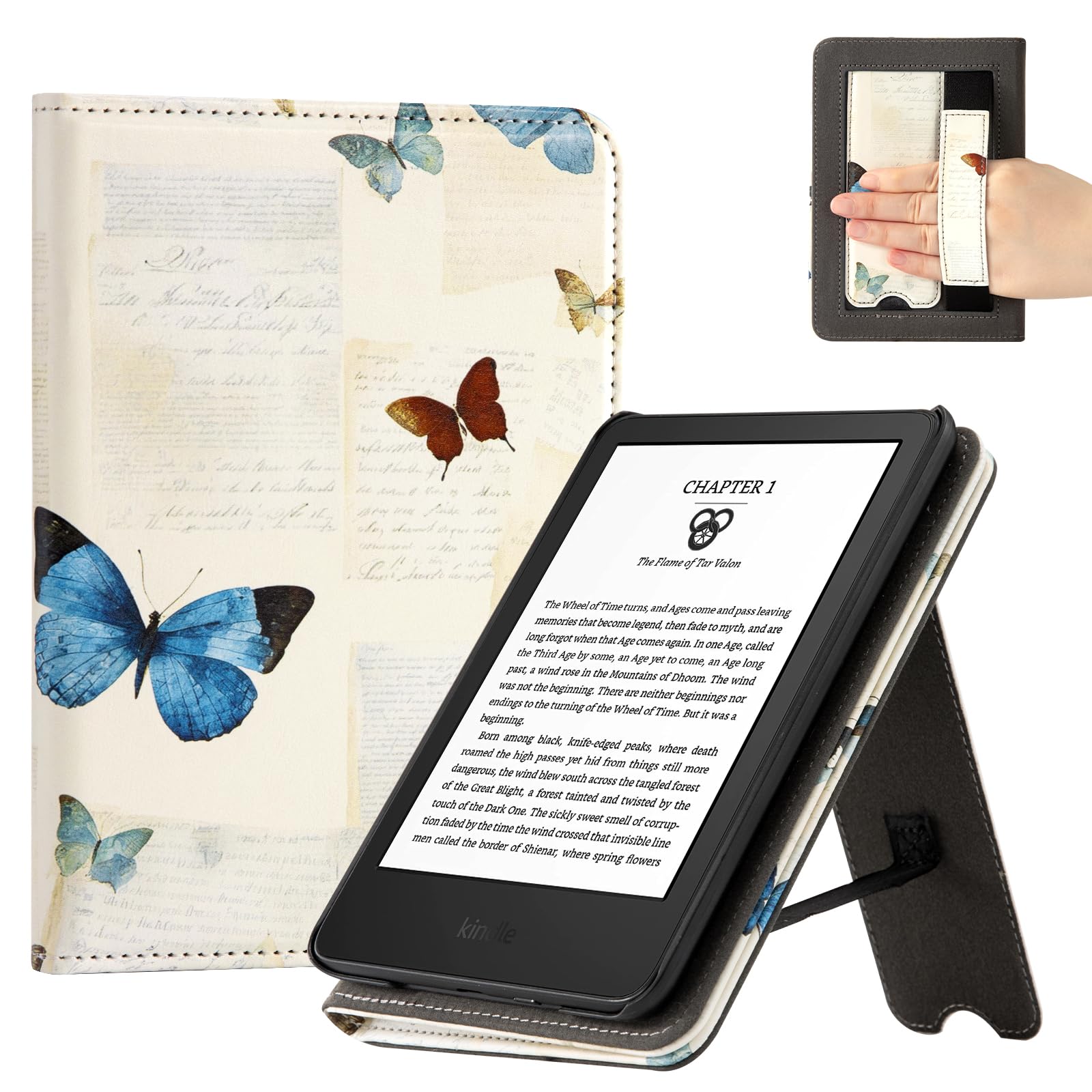 CoBak Case for 6" E-Reader - PU Leather Smart Cover with Auto Sleep/Wake &amp; Hand Strap, not Compatible with Kobo Clara