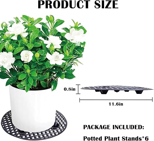 Miniatura 2 de 6 soportes para plantas en maceta, 12 pulgadas, elevador de maceta perfecto para interiores y exteriores, jardín, flores para evitar la pudrición y