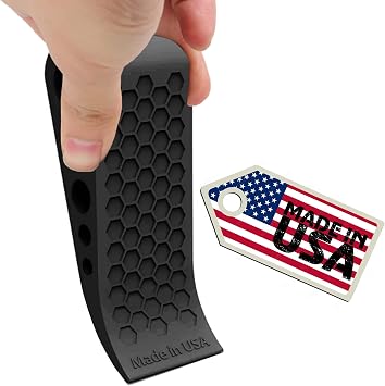 Door Stoppers for Bottom of Door Premium Floor Rubber Door Stop Wedge Made in USA Heavy Duty Honeycomb Design for Carpet, Tile, Ideal for Home, School, Commercial, Black