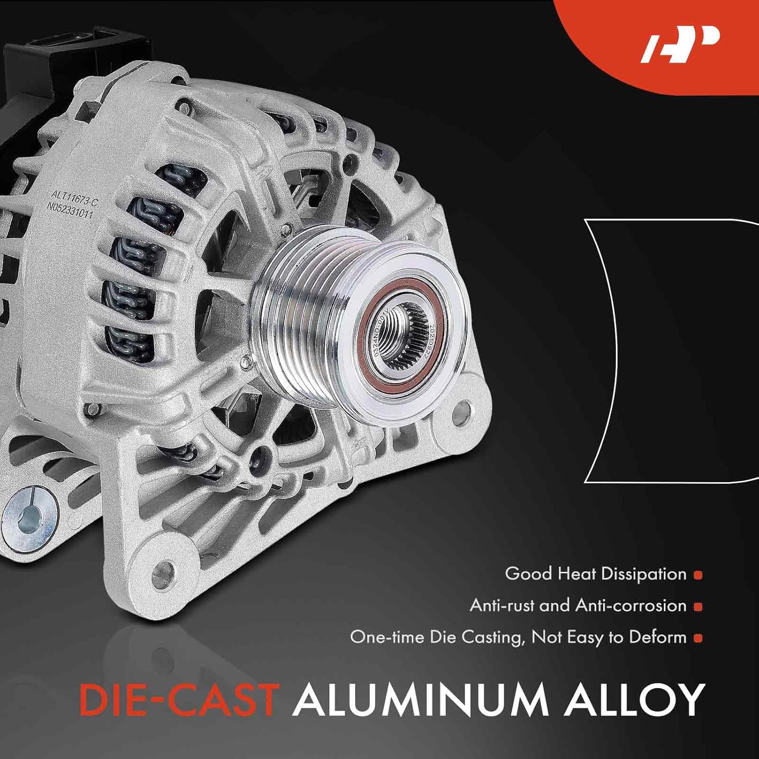 A-Premium Alternator Compatible with Nissan Sentra 2013-2019 1.8L, 12V 110A 6-Groove Clutch Pulley Clockwise, Replace# FG12T039, 2611855B