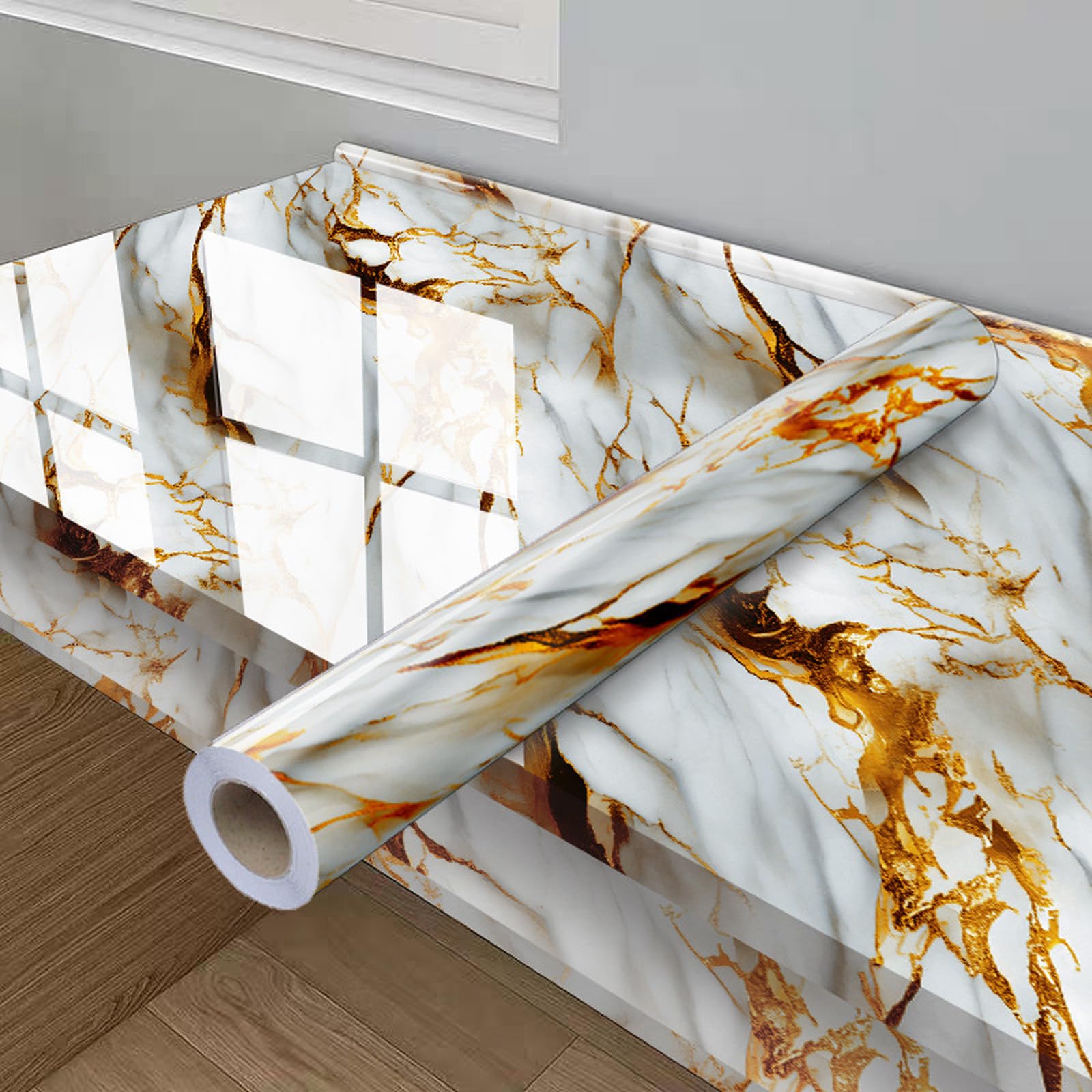 Foelanne Style 4 Back Self Adhesive Wallpaper, Marble Contact Paper Self Adhesive Multicolor Multiple Sizes(,5M*60Cm)