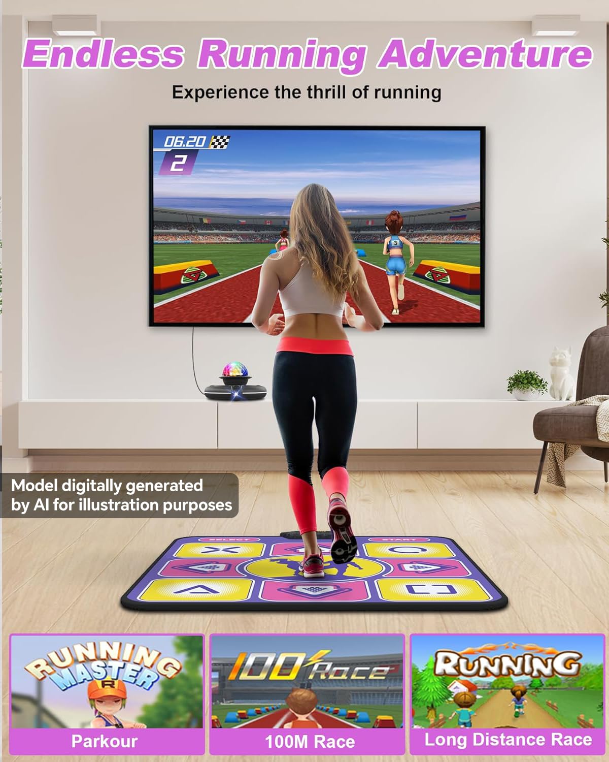 Tanzmatte - rutschfest Mit Kamera für TV, Kabelloser Controller, Spaß Spiel für Kinder & Erwachsene, Geschenke für Mädchen & Jungen