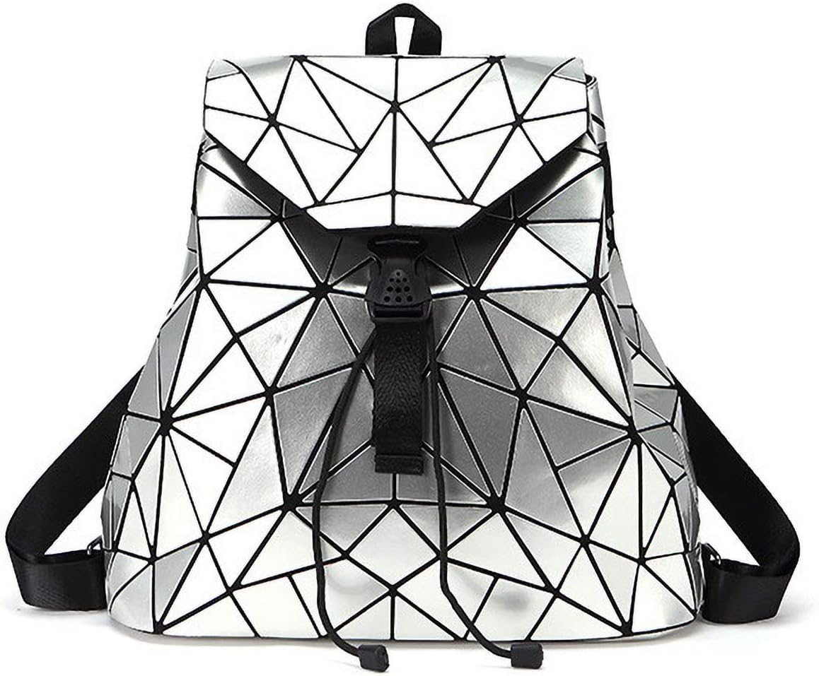 Women's Geometric Backpack Lingge Reflective Shoulder Bag Shard Lattice Luminous Rucksack