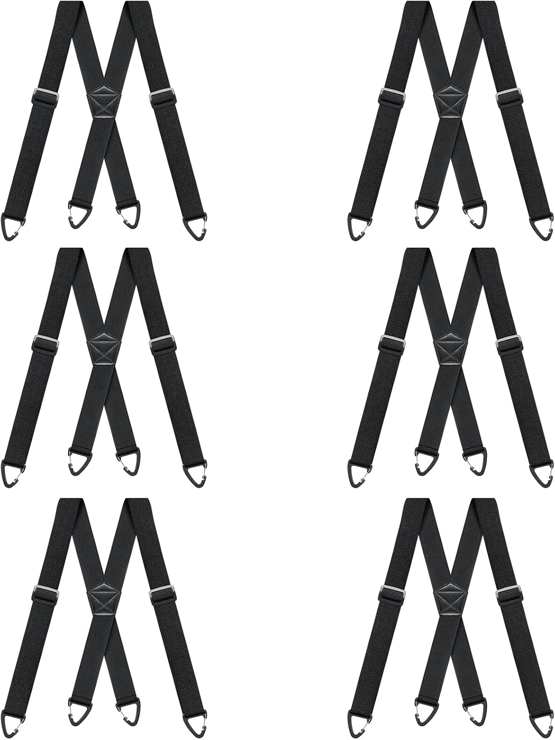 FENMEN Suspenders for Men 1.5 Inches Four Triangular Hooks Work Black