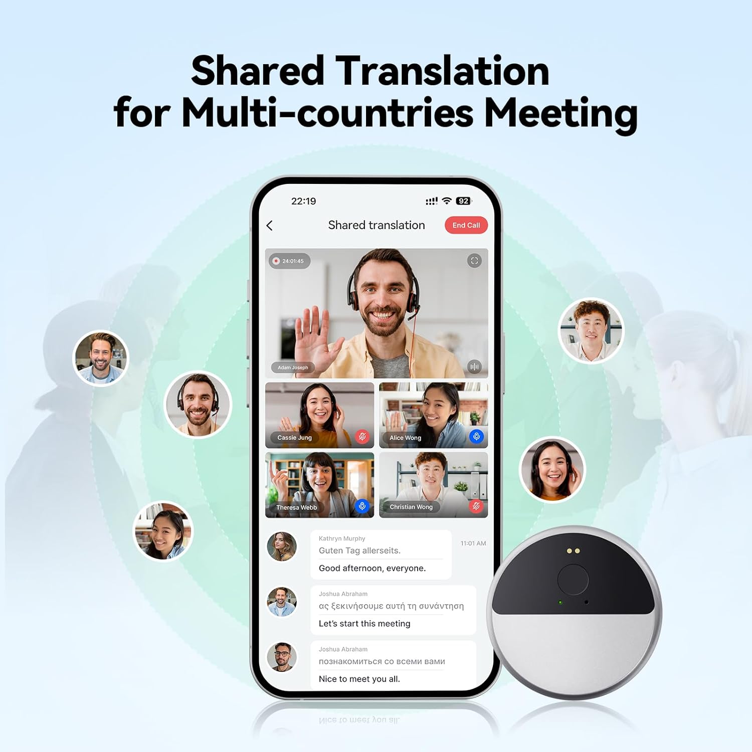T9 AI language Translator Device, Real Time Voice Cloning, Support 150+ Languages, Cross-App Translation, 98.6% Accuracy, 0.5s Response, Offline Translation, Portable Design for Business Travel
