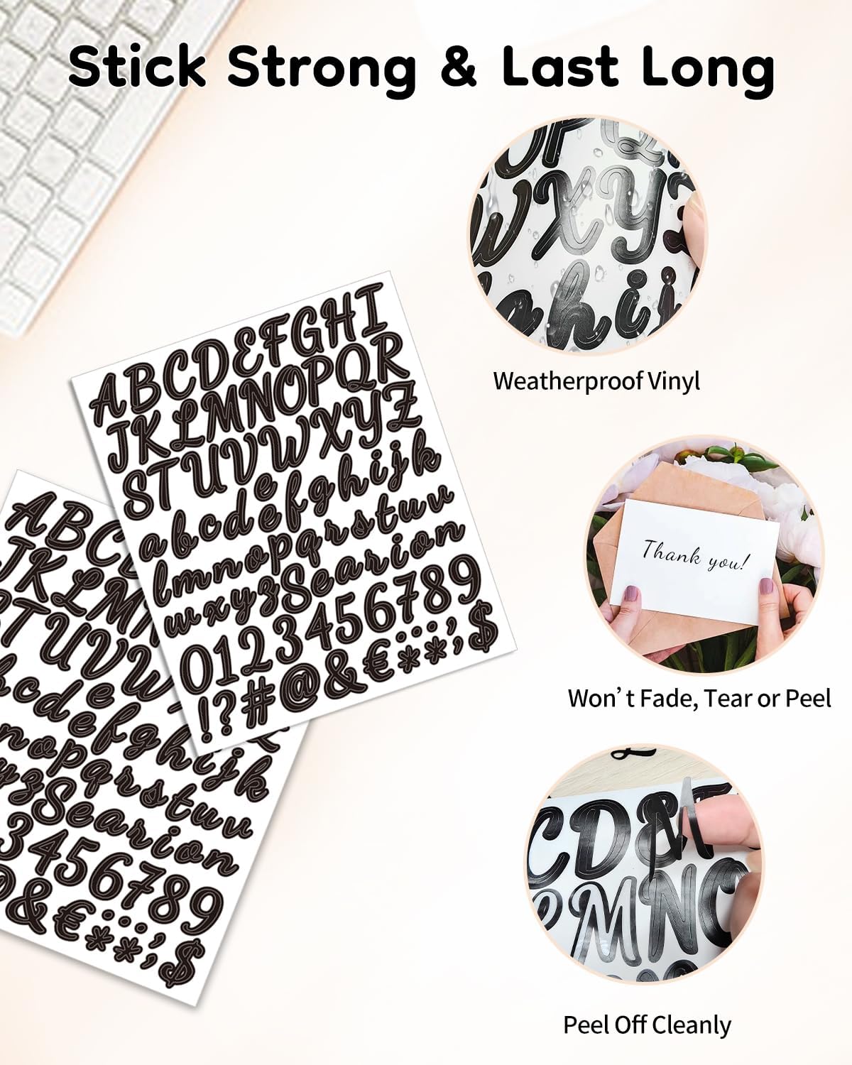 Uniclife 10 Sheets Letter Stickers, 840 Pcs Scrapbook Stickers, 1 Inch Vinyl Number Alphabet Sticker, Self-Adhesive Stick on Letters for Mailbox Bottles Crafts Posters Decor, Black