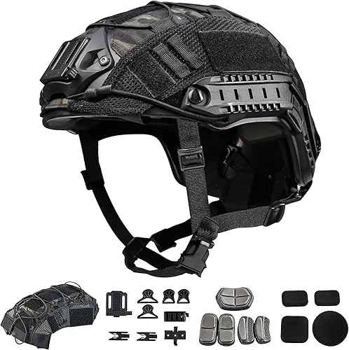 TacSnake Casco táctico Airsoft Paintball rápido con cubierta de casco, PJ tipo táctico multifuncional protector NVG Mount para Multicam deportes
