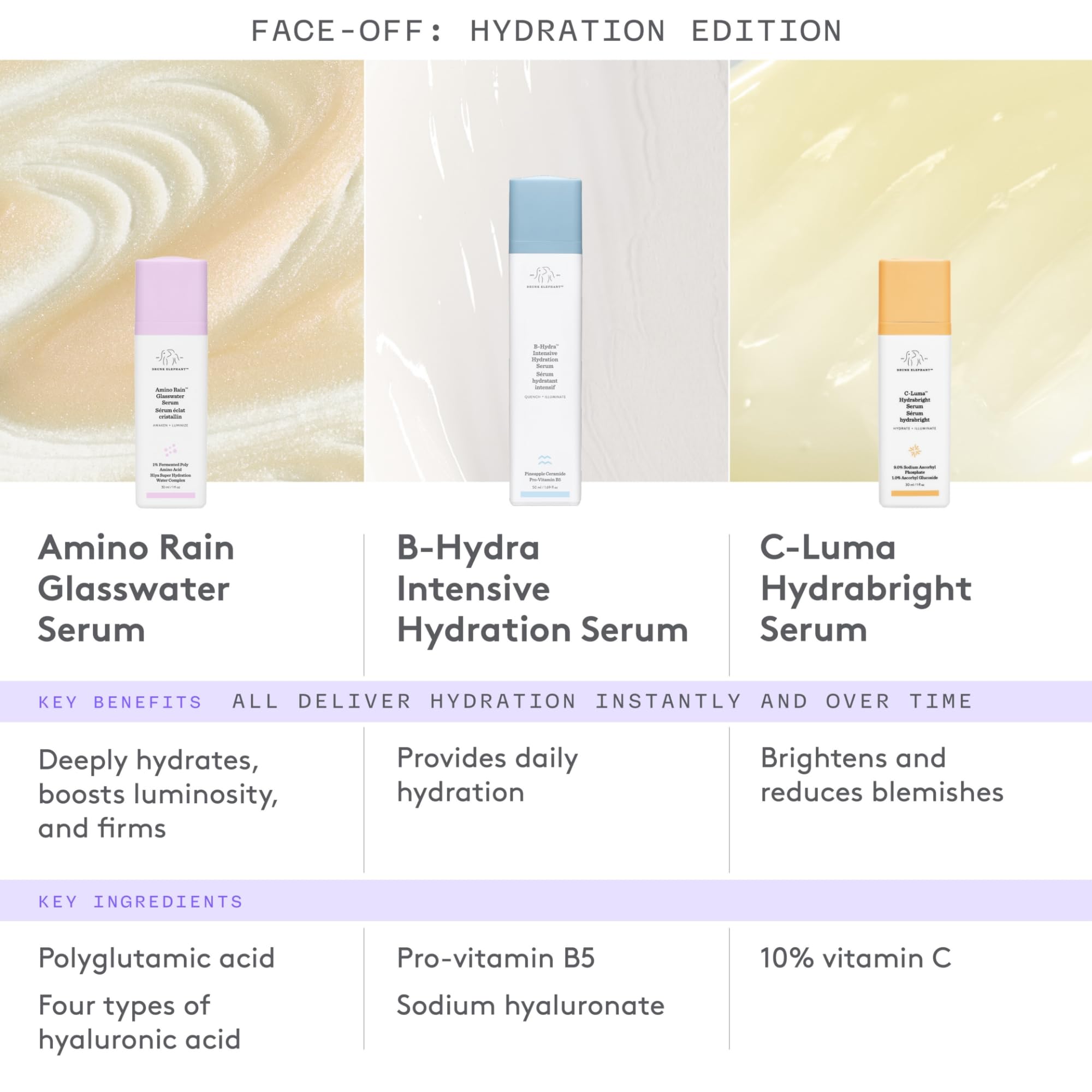 Drunk Elephant Amino Rain Glasswater Serum - 30 ml/1 fl oz - Clean Clinical Skincare - Cruelty-Free - Dermatologist-Tested - Free of Essential Oils, Silicones, and Fragrance