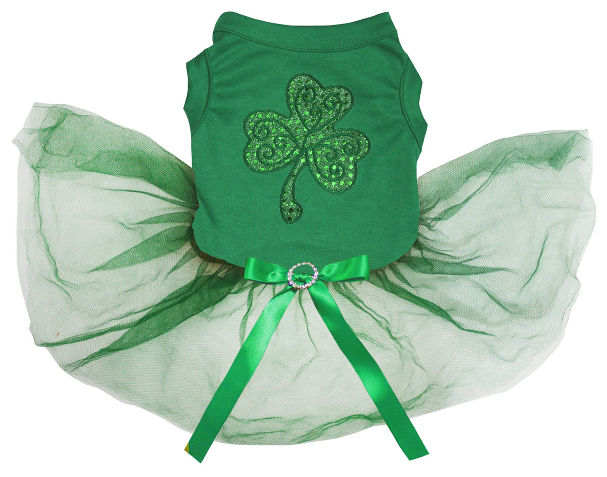 Robe pour chiot trèfle vert à paillettes pour la Saint-Patrick