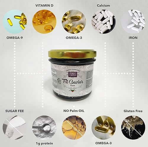 Miniatura 3 de Caviar negro - Caviar vegetariano de algas marinas de salmón para pecetarios - Caviar de algas y algas marinas - El mejor caviar para sushi - Fit