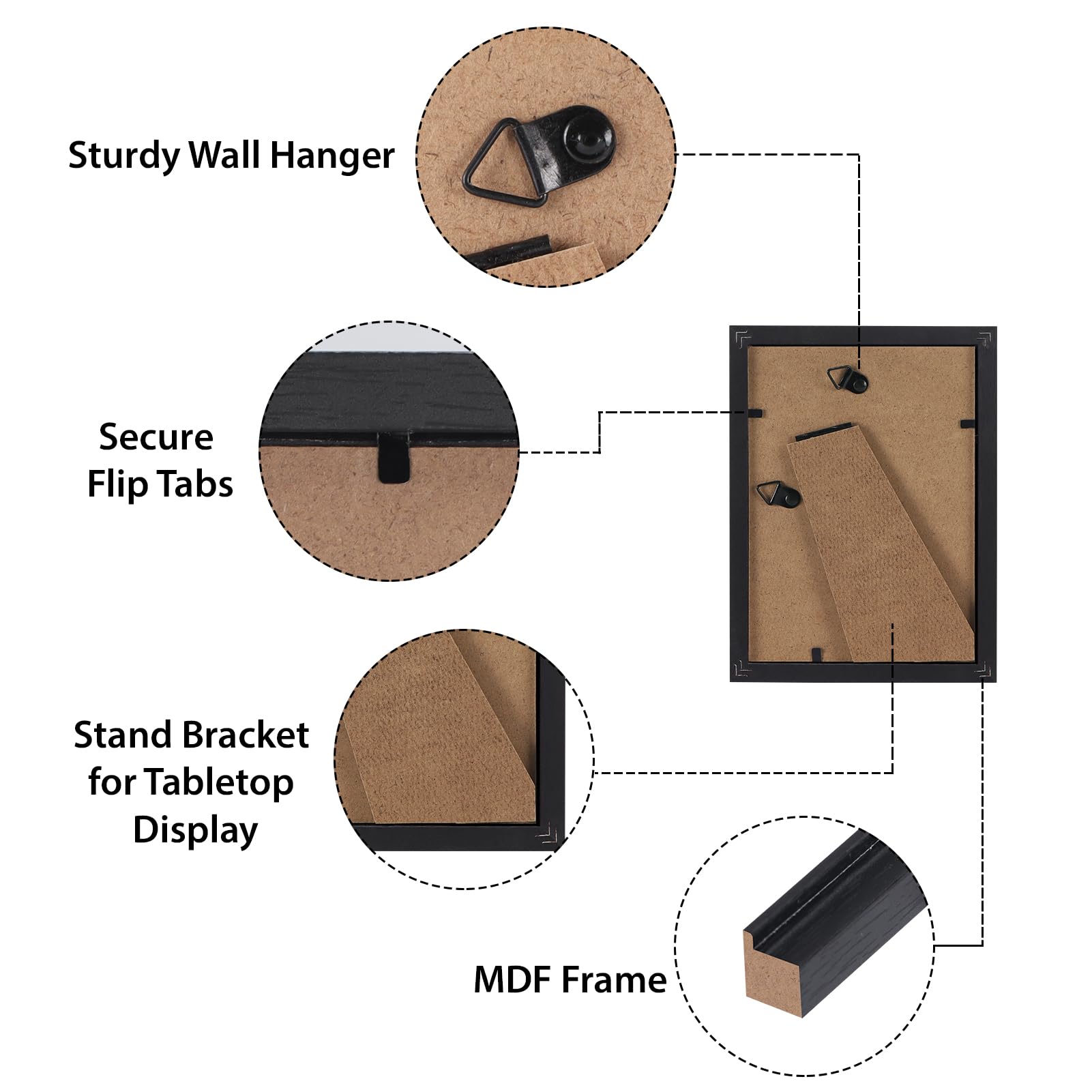 HORLIMER Cadre Photo 10x15 Lot de 15, Cadre Photo Noir en MDF pour montage mural ou pose sur la table, pour Chambre Bureau Salon et Gallerie