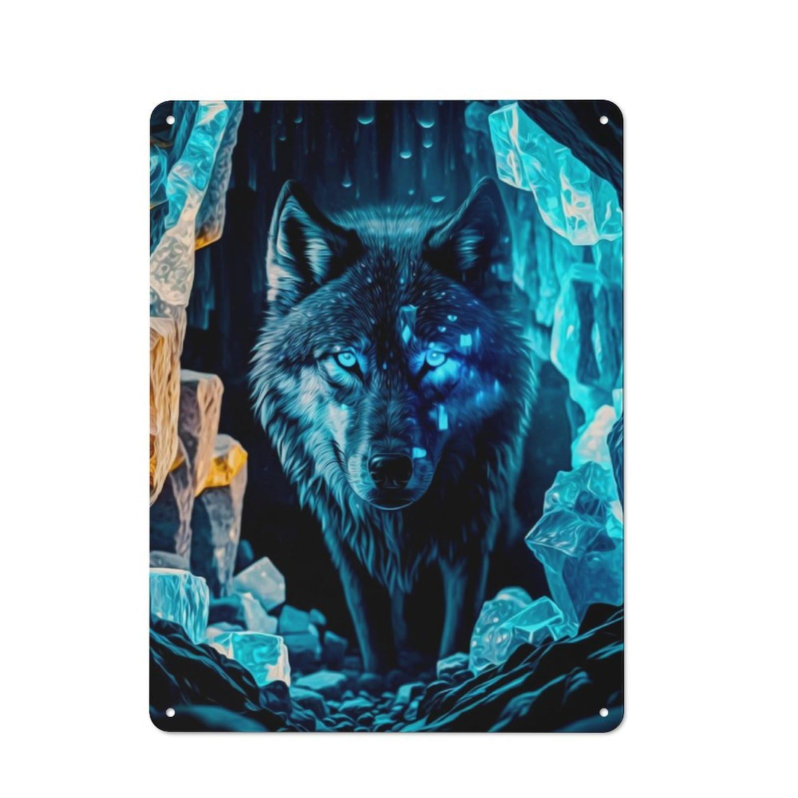 Junmoney Wolf Retro Vintage Metal Sign 40X30cm, Restaurant Wall Art For Coffee Bar, Small Shop Or Dining Room