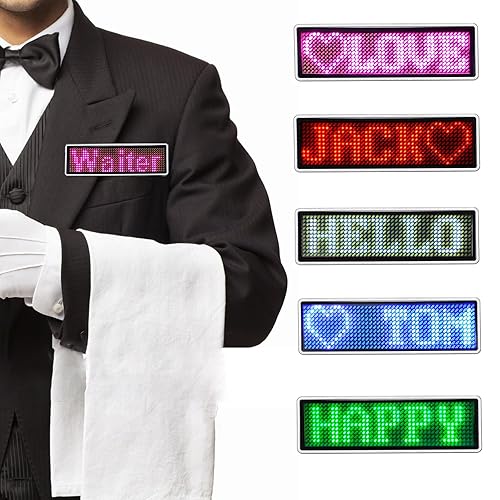 Color Trade Pink color Scrolling led name badges Rechargeable LED Card tag name display for Bar Hotel Party Supermarket School and Restaurant, CT-015 - Pink