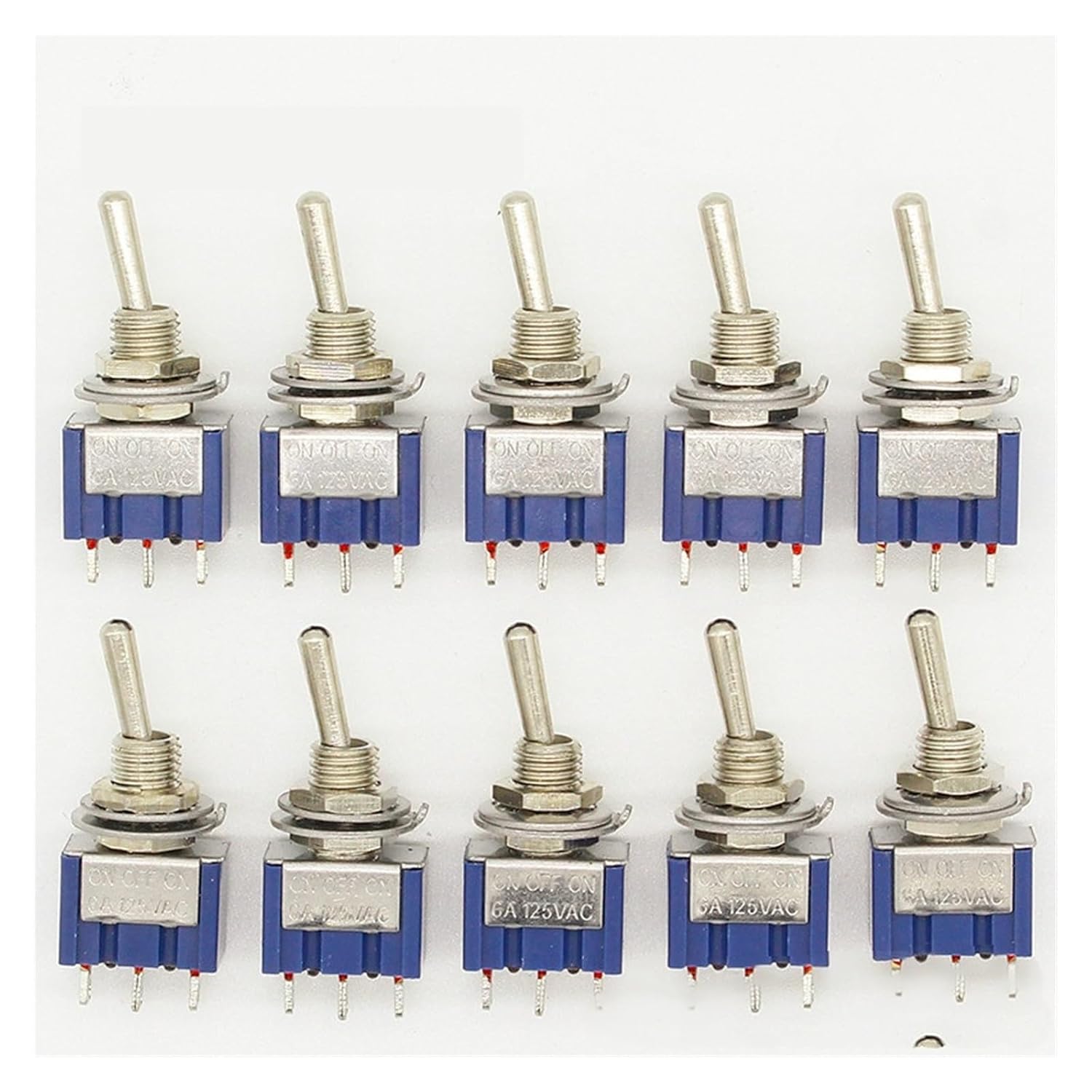 10 PCS ON-Off-ON 3-pin 3-Position mini Latch Toggle Switch AC 125V/6A 250V/3A