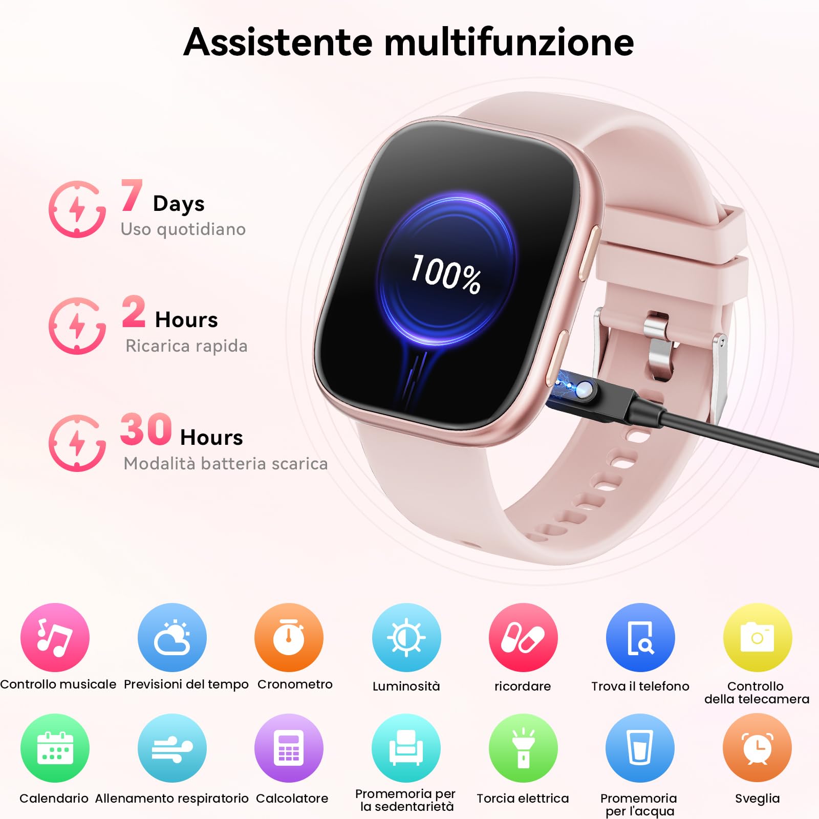 Mingtawn Smartwatch Donna, 7 Cinturini—Regalo Perfetto Donna, 1,83'' Orologio Smartwatch Chiamate Bluetooth, Smart Watch con 100+ Modalità Sportive/Sonno/Cardiofrequenzimetro/SpO2 per Android IOS
