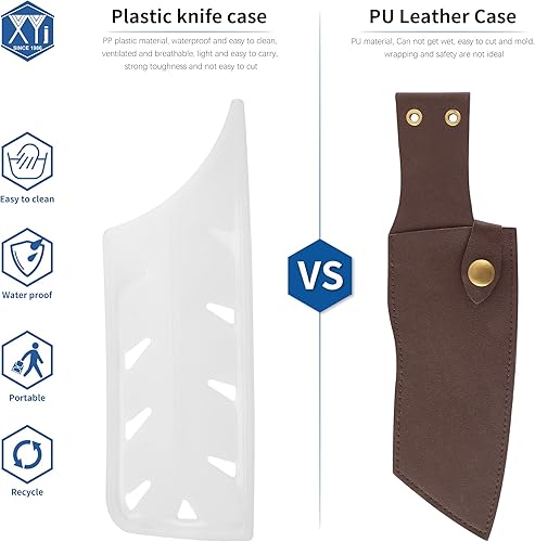 Vista 309 de XYJ Juego de 2 fundas de cuchillo de seguridad para cuchillos, protector de borde, funda universal para cuchillos, chef, cuchillo de cerámica