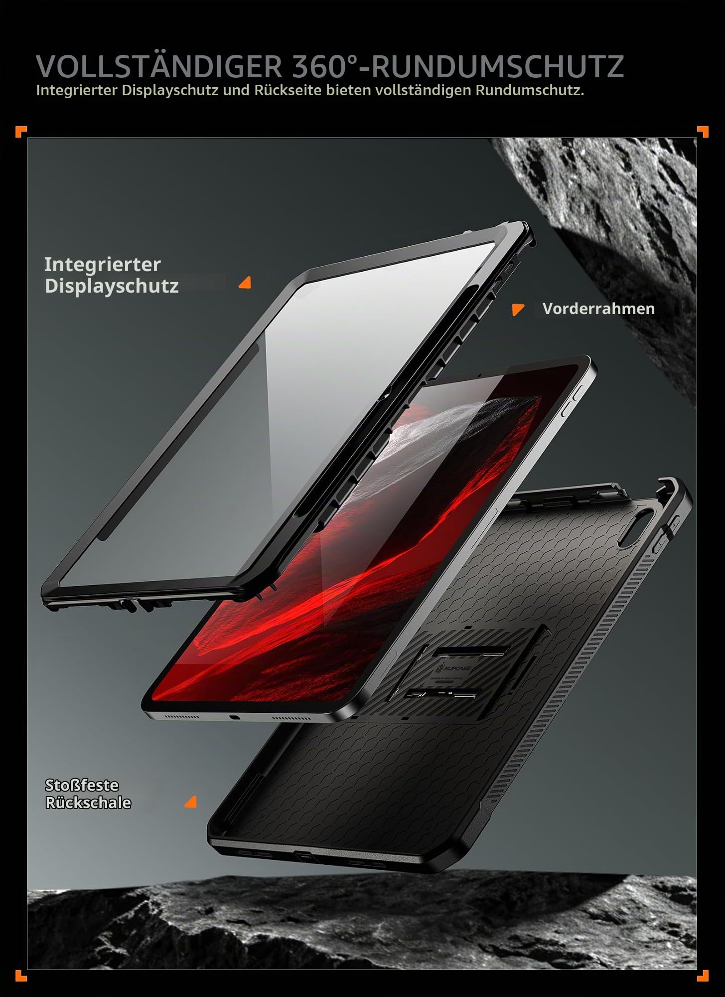 SUPCASE für iPad 11 Hülle A16 Chip 11'' 2025 iPad 10th 10.9'' 2022, Schwarz | Bumper Case 360 Grad Schutzhülle mit Displayschutz, Ständer und Stifthalter [UBPro] Hardcase für iPad 11''/10.9'' 2022/2025