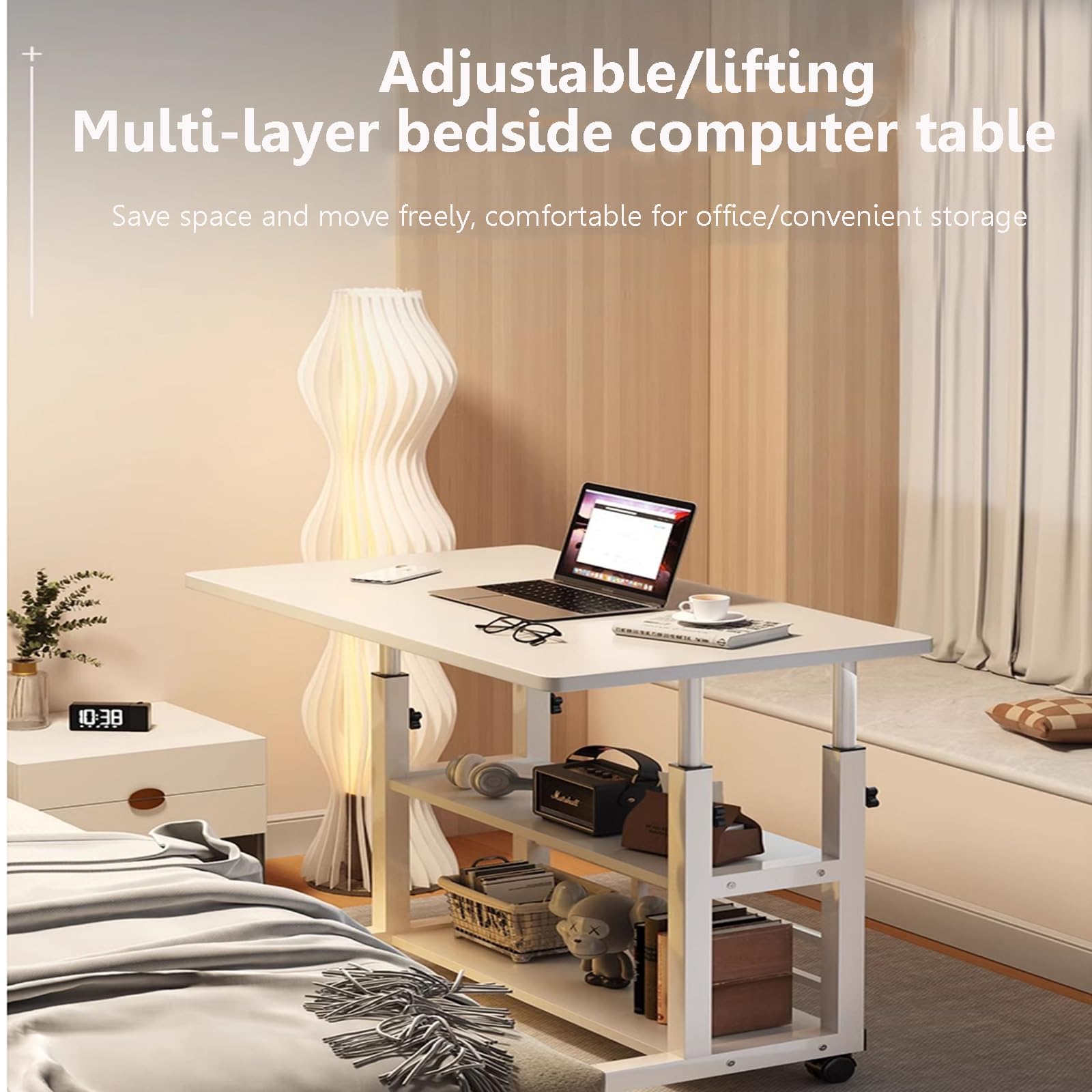 Amazon｜昇降式デスクサイドテーブル折りたたみデスク 昇降式デスク高