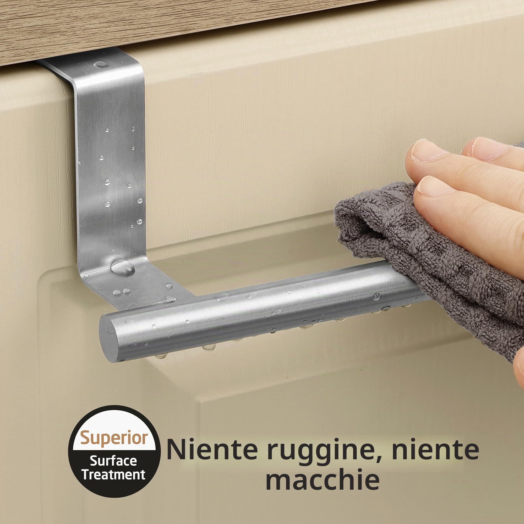 KES Appendi Asciugamani Cucina Porta Strofinacci Cucina Acciaio Inossidabile SUS304 Porta Salviette Barra Canovaccio Porta Porta Asciugamani 2 Pezzi, KTH200S26-2-P2