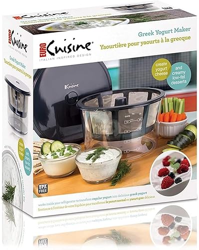 Miniatura 6 de Euro Cuisine - Máquina de yogur griego con colador de yogur de malla extrafina, transforma el yogur ordinario en yogur griego, hace 8 tazas de yogur