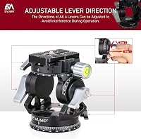EVUMO Dupla Panoráma Állványfej - 360° Forgó Videófej Kamerákhoz, 8 kg Teherbírás, Arca-Swiss Kompatibilis, DSLR, Okostelefon, Alumínium, 52 8