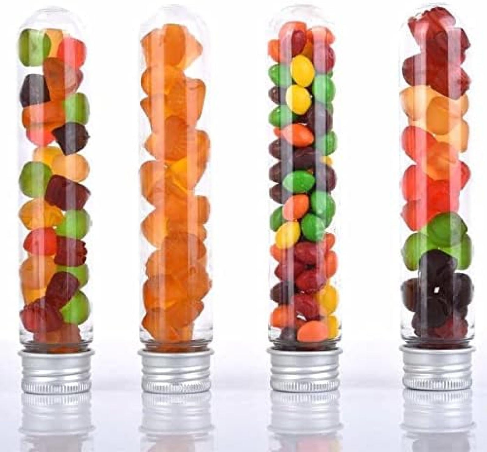 Provette in plastica 25 Pezzi 30ml Provette in plastica Trasparenti eccellenti con Tappo in Alluminio Bottiglie Materiale Scolastico Attrezzature da Laboratorio Provette in plastica da 25x11