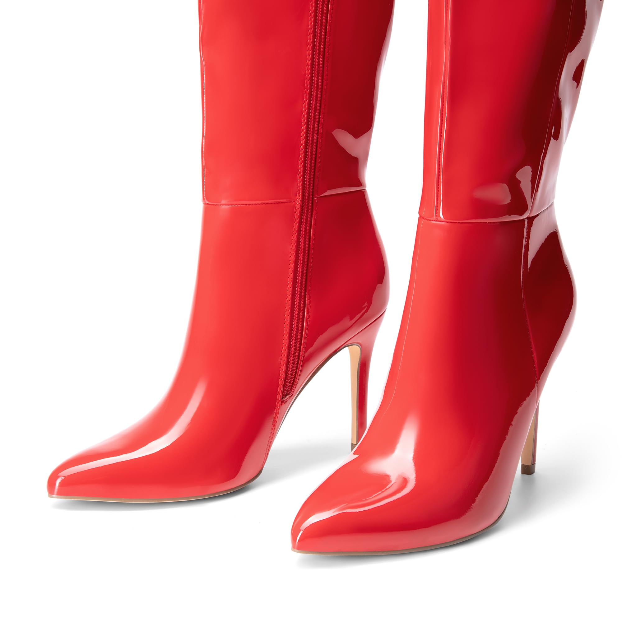 DREAM PAIRS Botas altas hasta la rodilla para mujer, botas de tacón alto con punta puntiaguda, zapatos de vestir clásicos y modernos