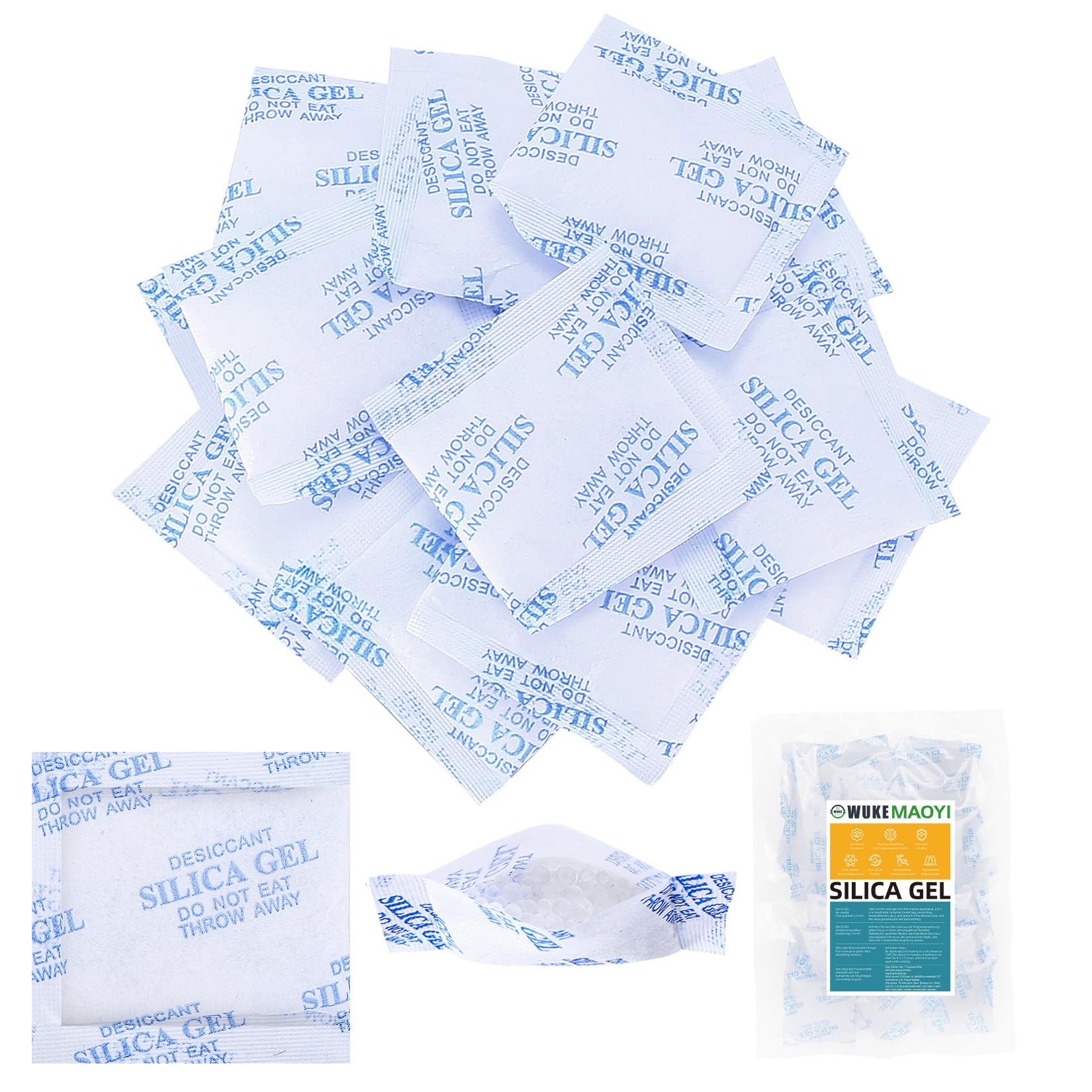 35 Pcs Bolsas Desecantes Absorbente de humedad, 10g Bolsas de Gel de Sílice, Bolsitas de Gel de Sílice para Ropa, Cajones, Zapatos, Armarios Deshumidificadores