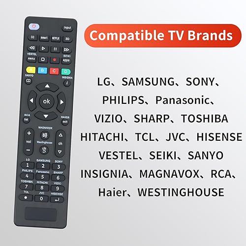 Miniatura 3 de Control remoto universal de TV para Samsung, LG, Sony, Sharp, Vizio, Philips, Toshiba, Hitachi, Sanyo, JVC, Hisense, TCL, Vestel, Seiki, Insignia,