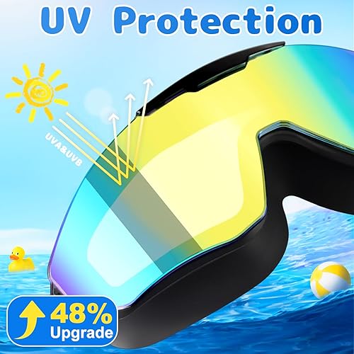 Miniatura 5 de EverSport - Paquete de 2 gafas de natación para niños de 8 a 16 años, capa extra de silicona, gafas de natación para niños, adolescentes, jóvenes,