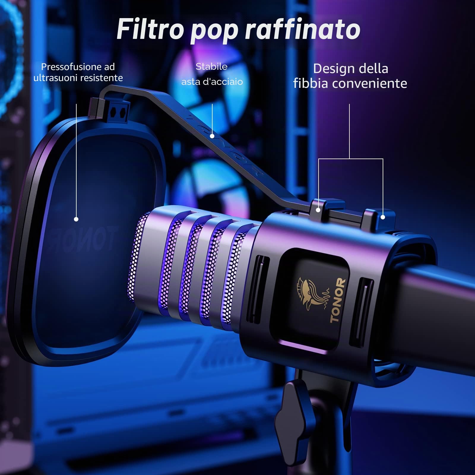 TONOR microfono USB per PC a condensatore cardioide con treppiede, filtro anti-pop, supporto antiurto per gaming, streaming, podcast, YouTube, compatibile con laptop e desktop,TC30S+