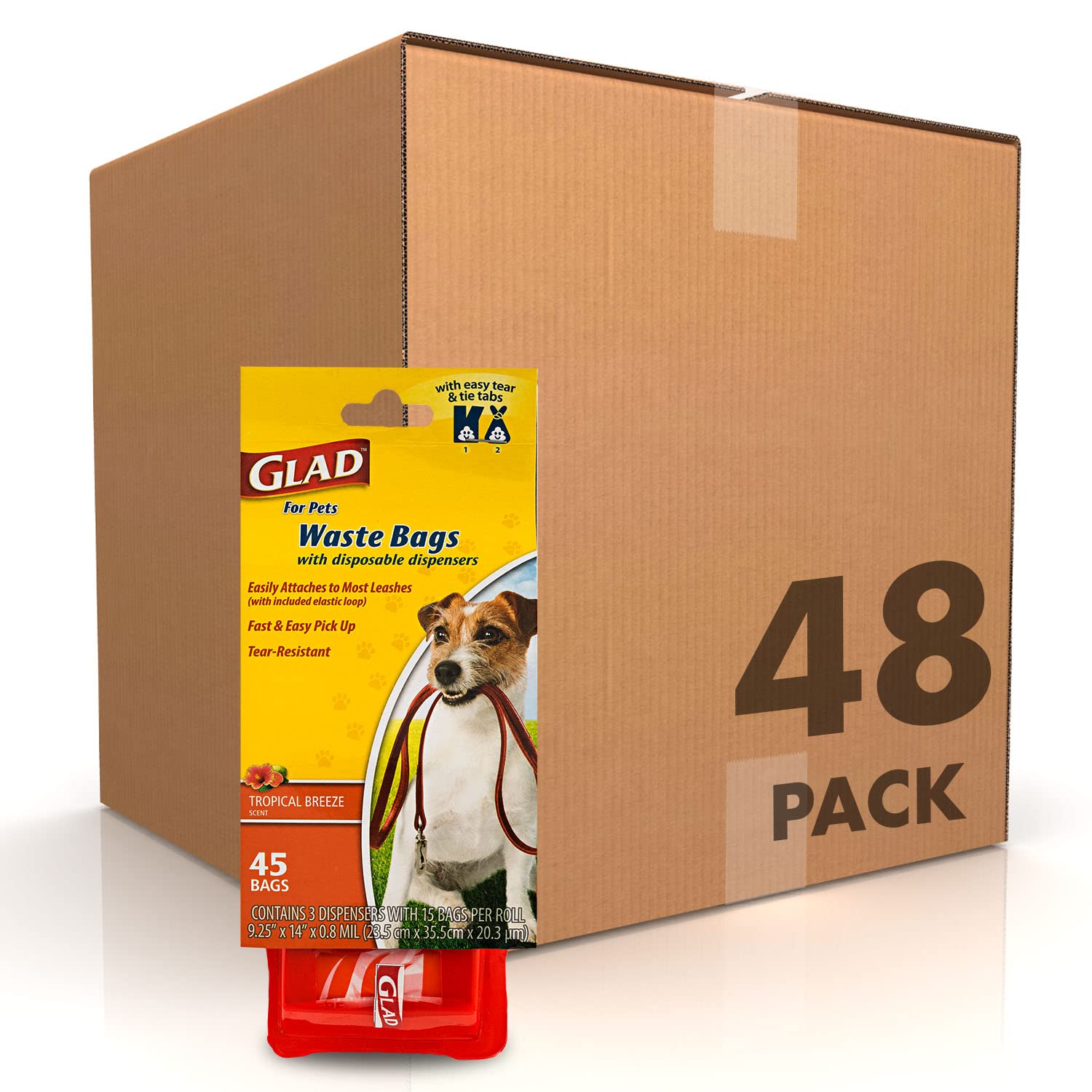 Glad for Pets Extra Large Unscented Dog Waste Bags with Disposable Dispenser and Metal Clip| Plastic Poop Bags for Dogs, Easy to Use Heavy Duty Dog Waste Bags, 2160 Count