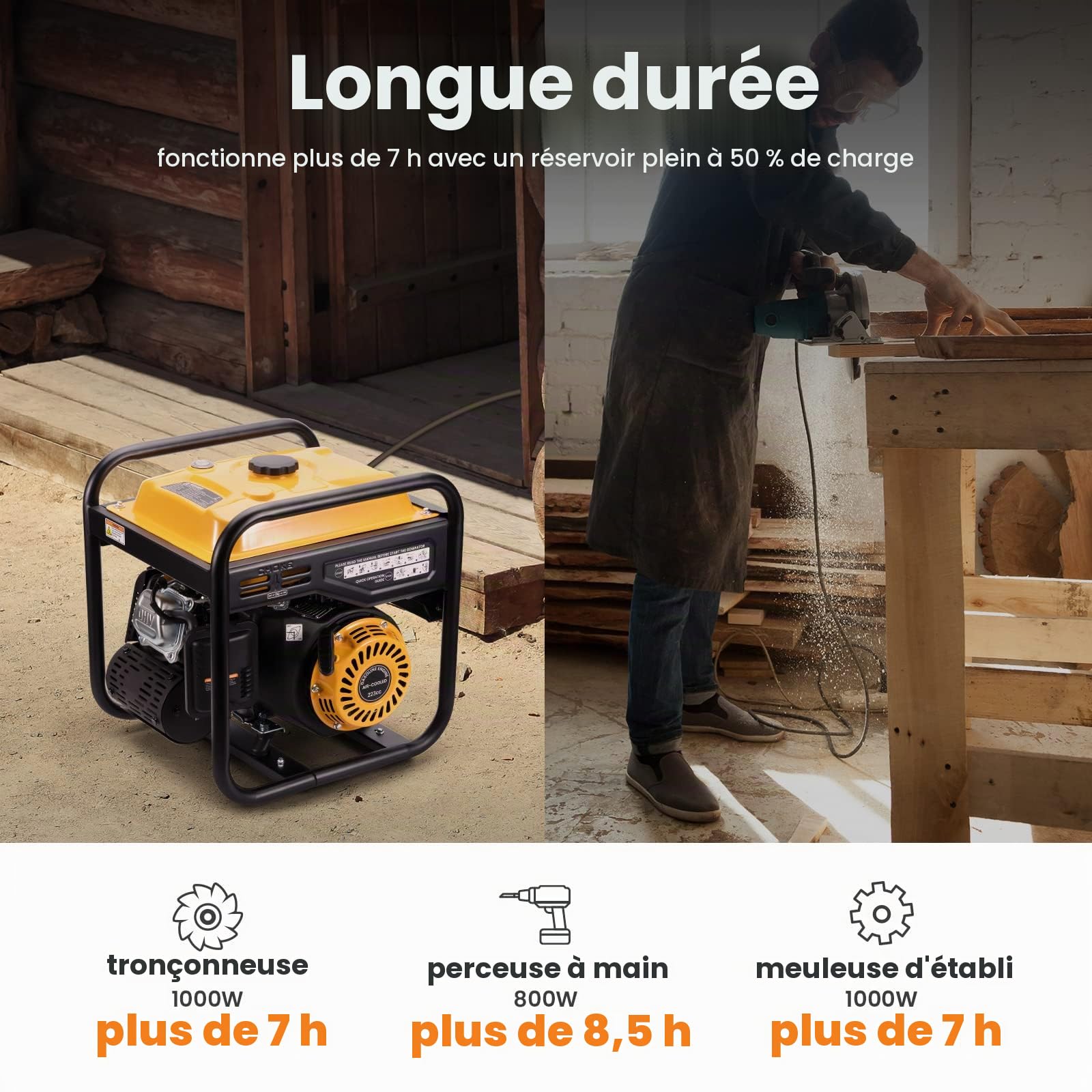 maXpeedingrods Générateur d'onduleur portable 3500 W à 4 temps à onde sinusoïdale pure pour camping, camping-car, voyage, maison ou chantiers