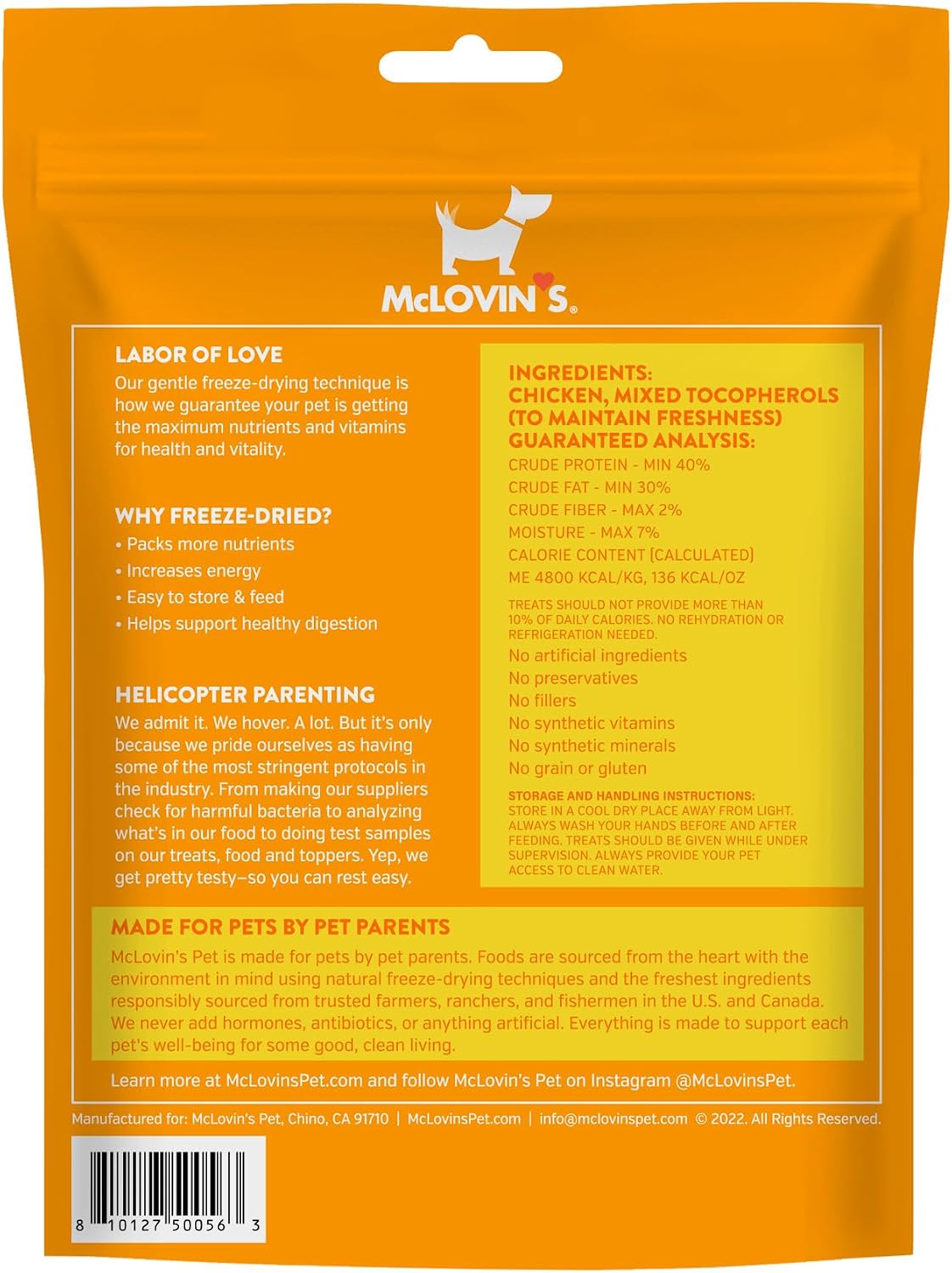 McLovin's Freeze Dried Dog Treats & Toppers, Chicken Total 8.4oz, USA Made image 2