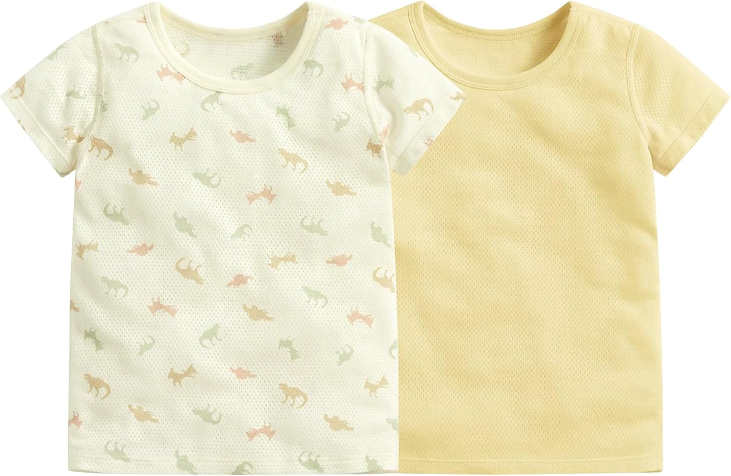 Toddler Baby Boys Shirts Quick Dry Mesh 2 Pack 100% Cotton Summer Tees for Kids 2-6 Years