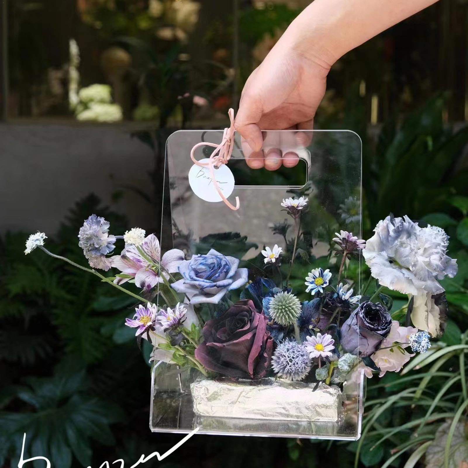 Amazon.co.jp: 透明フラワーバッグ、ハンドバッグ花瓶,フラワーバッグ